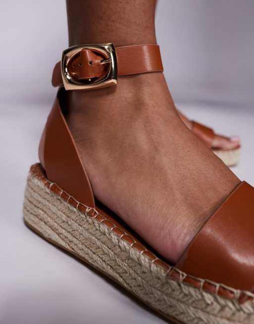 South Beach linen two part espadrille sandals in tan ASOS