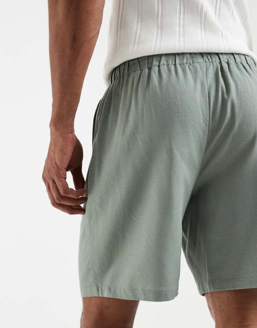 South Beach - Linnenmix short in vervaagd groen, 5 van 5