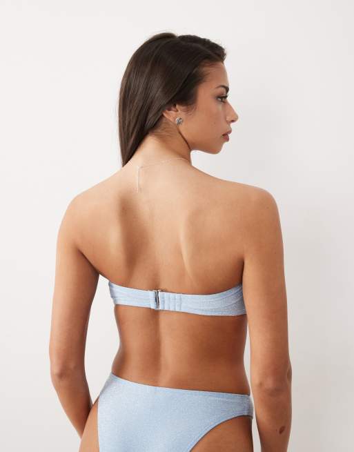 South Beach – Ljusblå, glittrig bikiniöverdel i bandeau-modell, 4 av 4