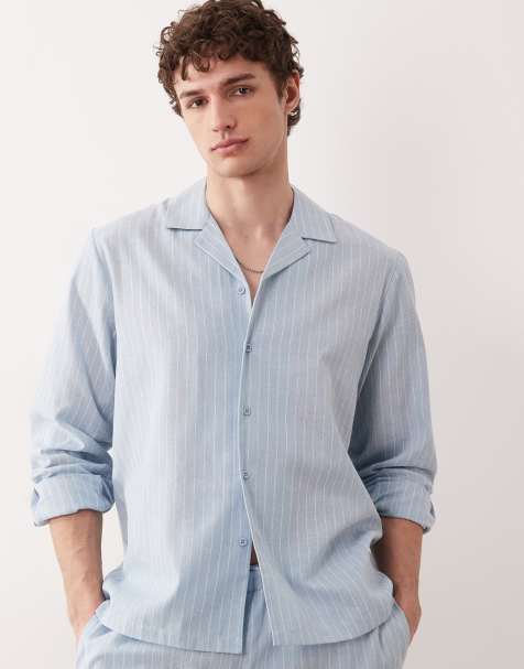 South Beach long sleeve shirt in blue stripes - view 1