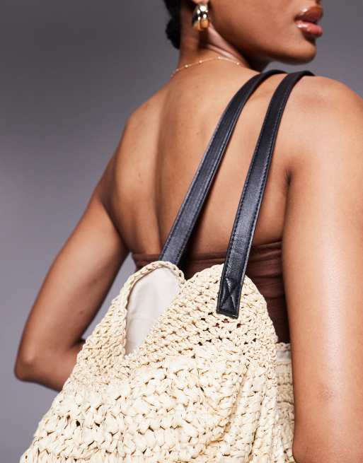 South Beach - Losse tote tas met PU hengsels in beige, 3 van 4