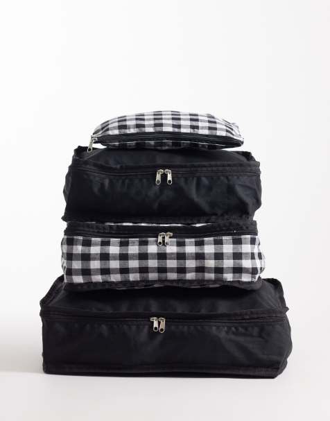 South Beach - Lot de 4 pochettes de rangement variées - Noir et vichy - view 1