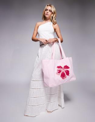 lotus flower towelling tote bag in pink
