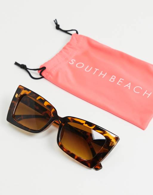 South Beach - Lunettes de soleil yeux de chat épaisses effet écaille de tortue, 4 de 4