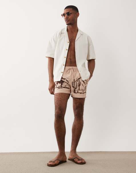 South Beach - Lysebrune badeshorts med westernprint - view 1