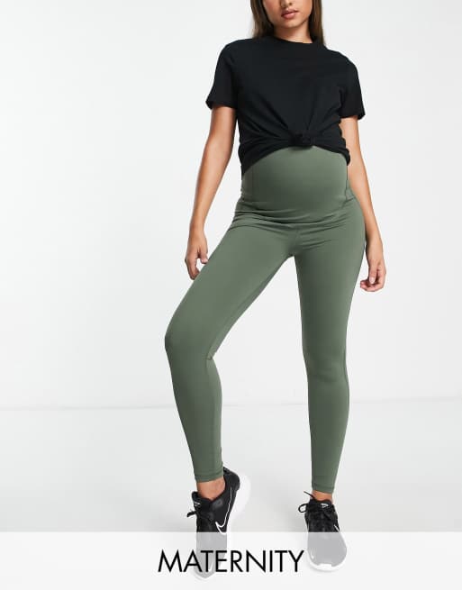 South Beach – Mammakläder – Kakifärgade leggings med band över magen