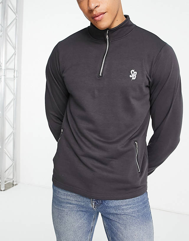 South Beach - man 1/4 zip sweatshirt in black