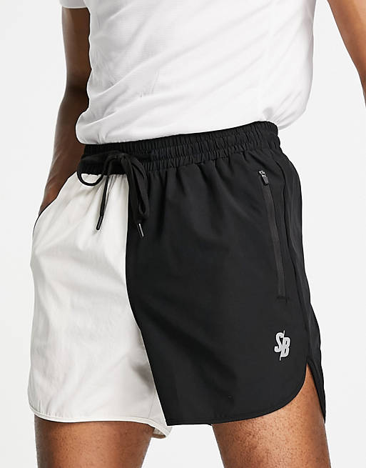 South Beach Man - Gesplitste short van polyester in zwart met wit