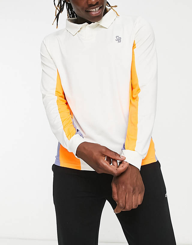 South Beach - man panelled polo jersey in cream