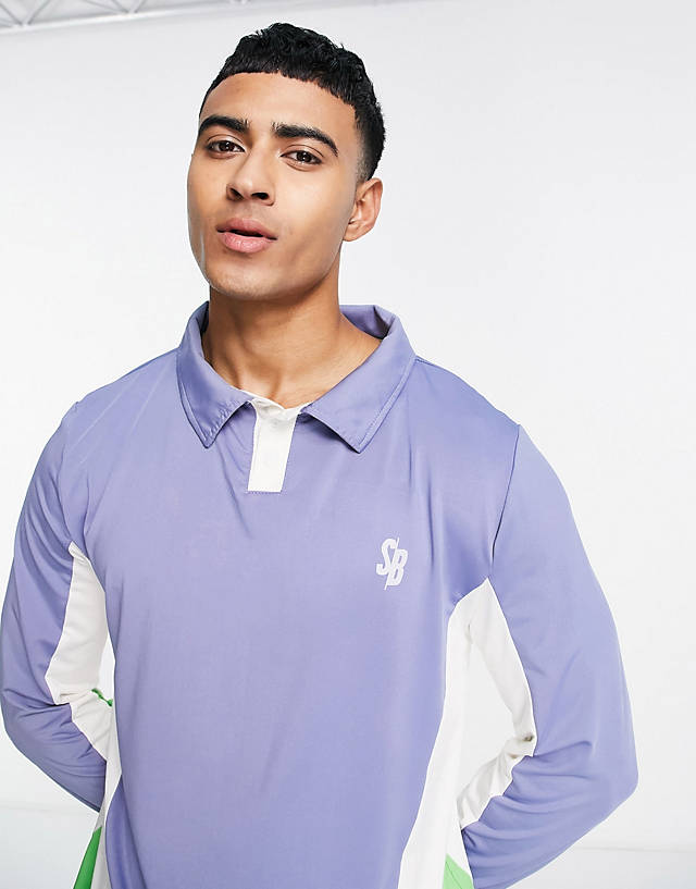South Beach - man panelled polo shirt in cream