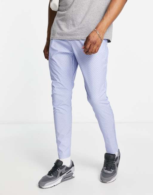 South Beach Man printed slim fit trackies in blue