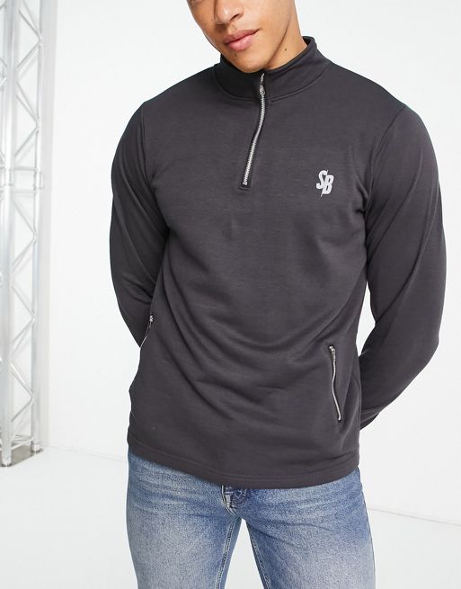 South Beach - Man - Sort Madrid sweatshirt med 1/4 lynlås 