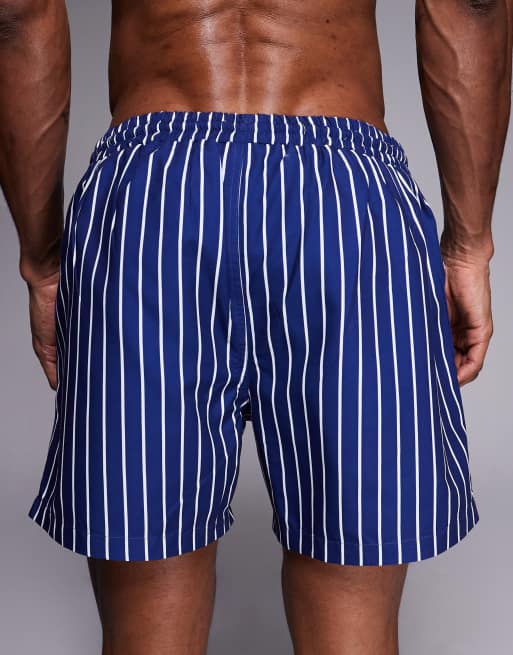 South Beach - Marineblå badeshorts med striber, 4 af 5