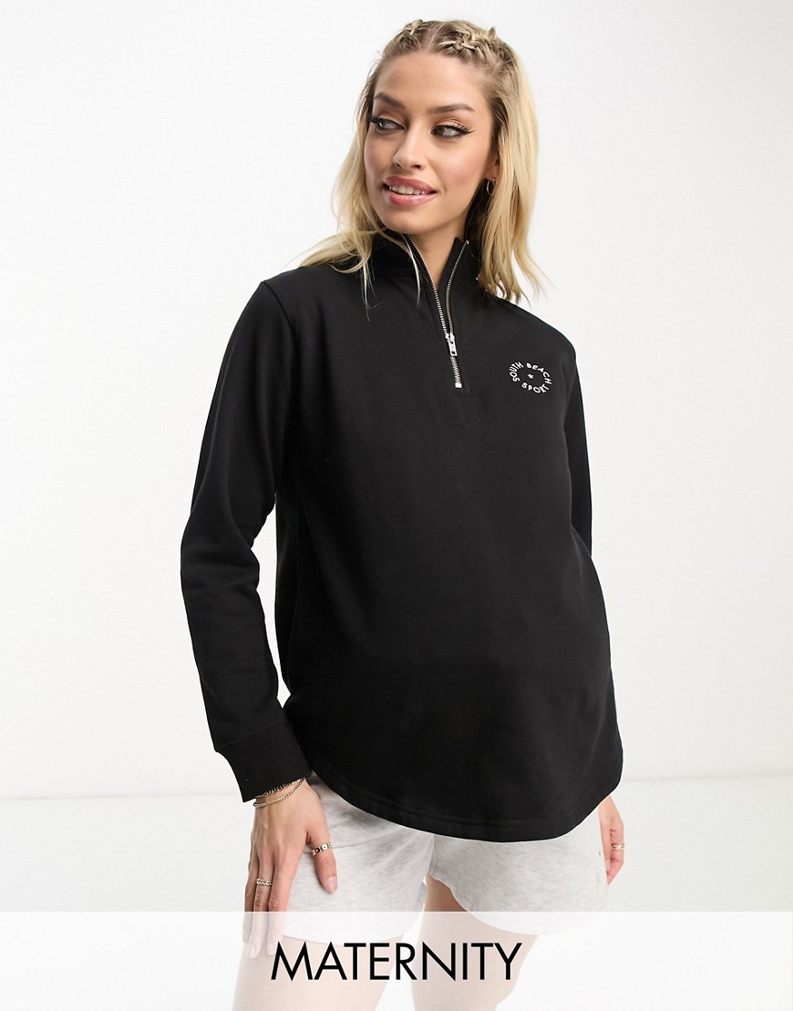South Beach Maternity 1/4 zip sweatshirt in black