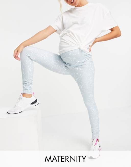 South Beach Maternity – Niebieskie legginsy z delikatnym wzorem o kroju zasłaniającym brzuch