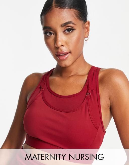 South Beach Maternity nursing mid support sports bra in burgundy