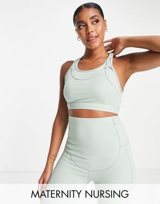 South Beach Maternity nursing mid support sports bra in frosty green