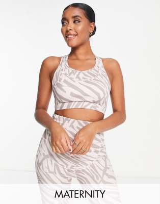 South Beach South Beach Maternity nursing mid support sports bra in zebra print-Multi