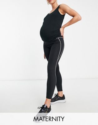 South Beach Maternity over lock stitch leggings in black
