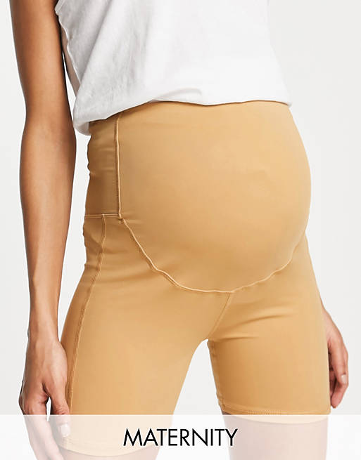 Women South Beach Maternity over the bump legging shorts in camel 