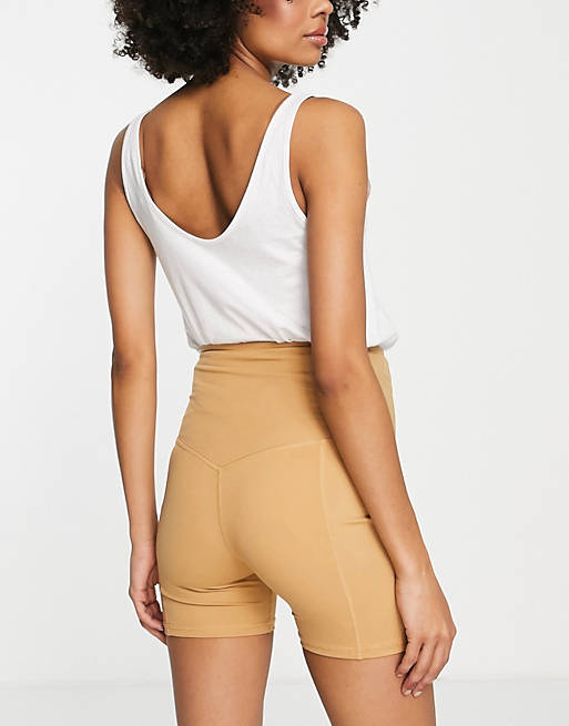  South Beach Maternity over the bump legging shorts in camel 