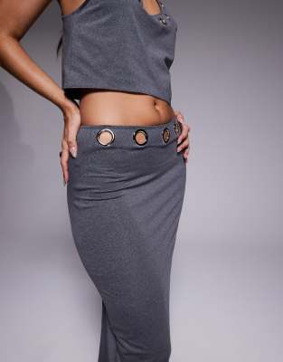 South Beach Maxi Beach Skirt With Eyelet Detail In Gray