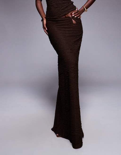 South Beach maxi beach skirt with hardware detail in mocha, 2 of 5