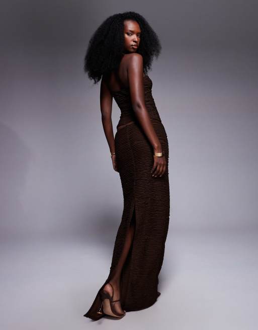 South Beach maxi beach skirt with hardware detail in mocha, 5 of 5