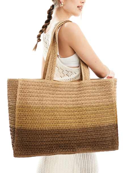South Beach - Maxi borsa marrone sfumato intrecciata - view 1