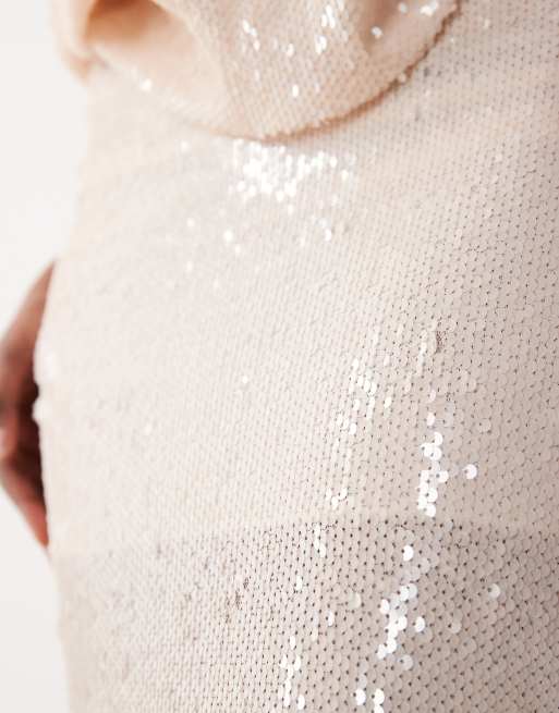 South Beach - Maxi rok met lovertjes in champagne, 5 van 7