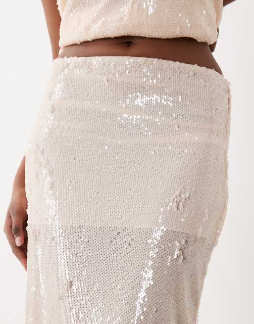 South Beach - Maxi rok met lovertjes in champagne, 6 van 7