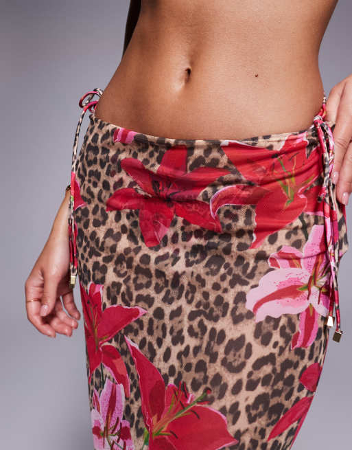 South Beach – Maxi-Strandrock aus Netzstoff mit mehrfarbigem Leoparden-Blumenprint, 2 von 5