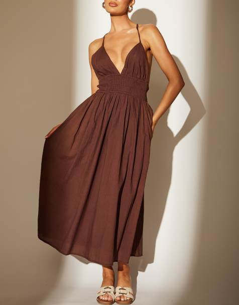South Beach – Maxikleid in Braun mit Neckholder - view 1