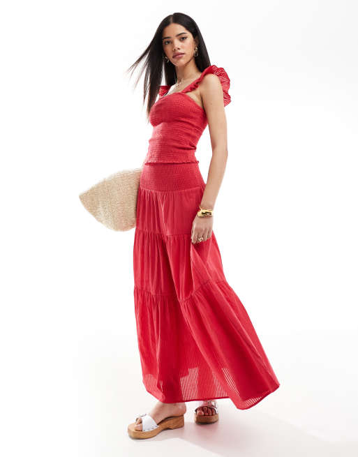 South Beach – Maxirock in Pink mit geraffter Taille