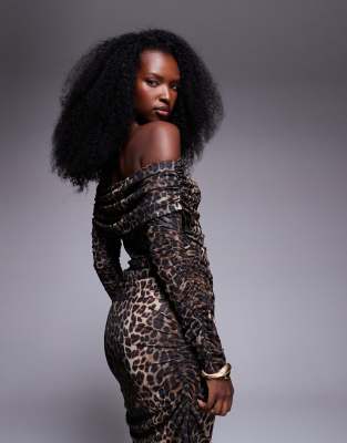 South Beach Mesh Bardot Beach Top In Brown