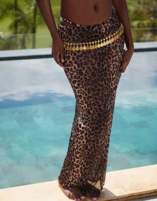 South Beach Mesh Beach Maxi Skirt In Multi