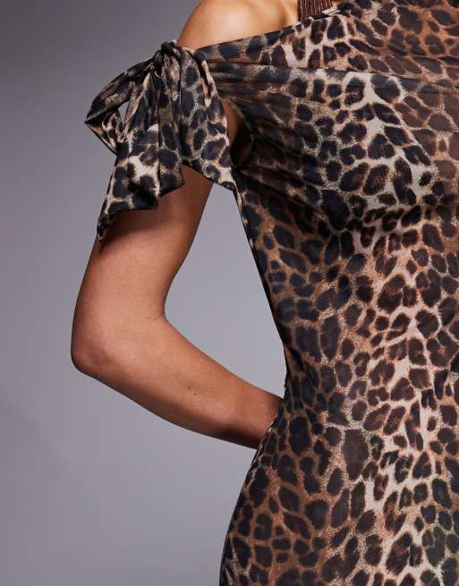 South Beach mesh maxi beach dress in leopard print, 3 of 4