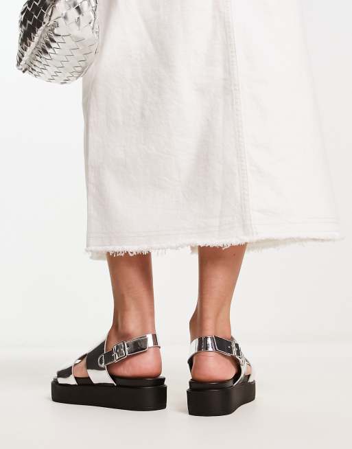 South Beach metallic double strap sandal in silver ASOS