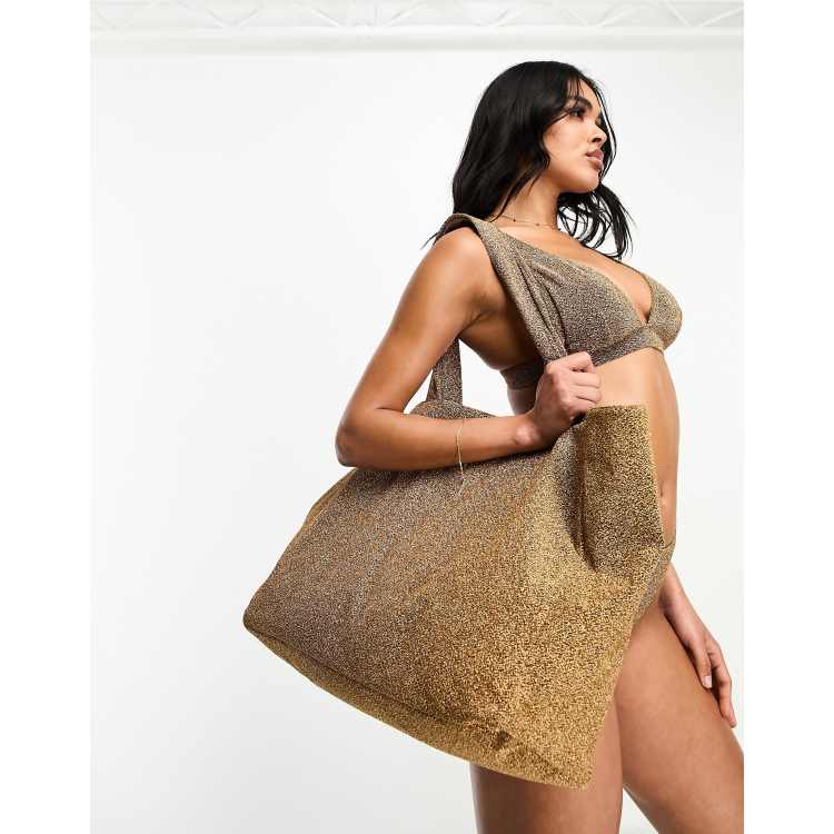 gold tote beach bag