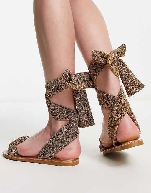 Ribbon 2024 sandals flat