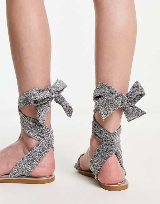 Sandals with ribbon ankle hot sale wrap