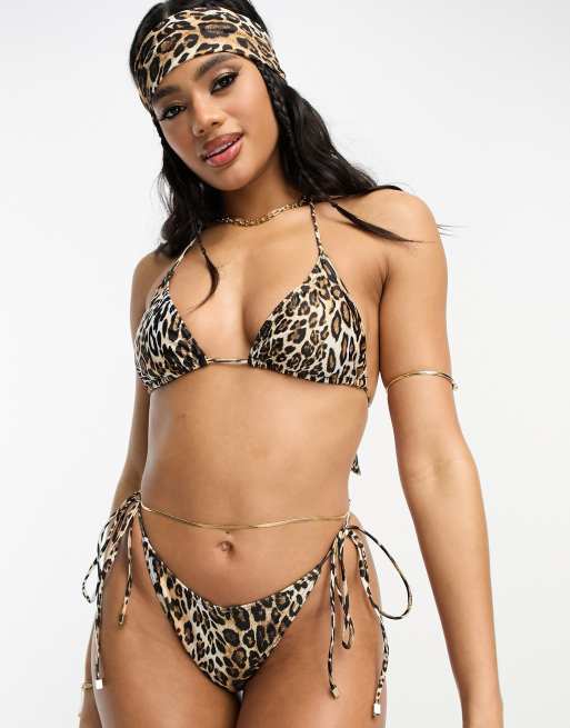 South Beach – Mieszaj i łącz – Dół od bikini w panterkę z wiązaniem z boku 