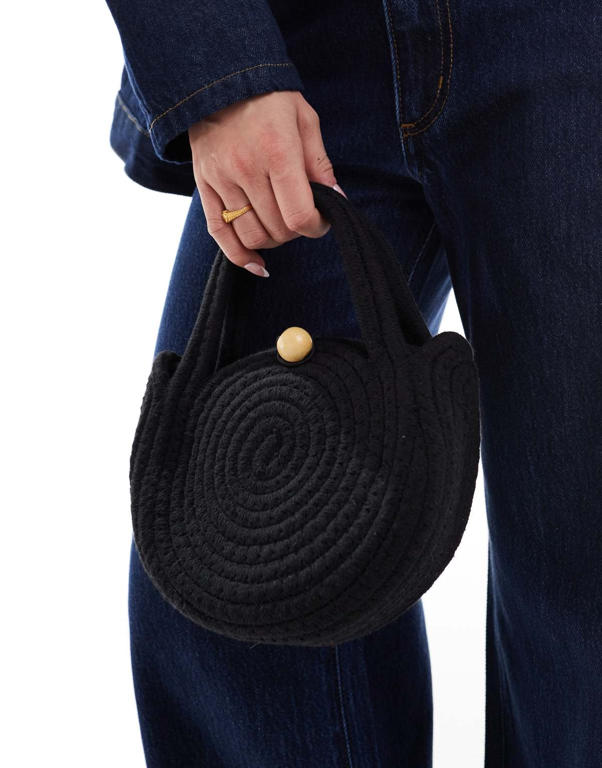 South Beach Mini rope cross body bag in black