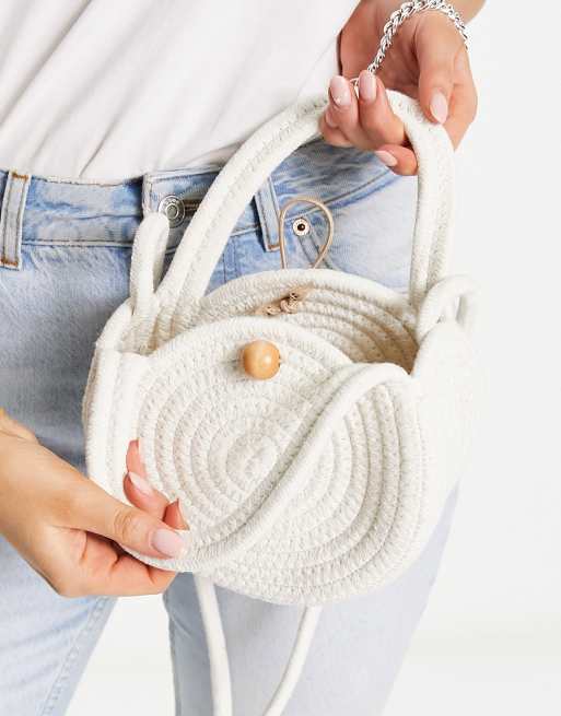 South Beach mini rope cross body summer bag in white, 4 of 4