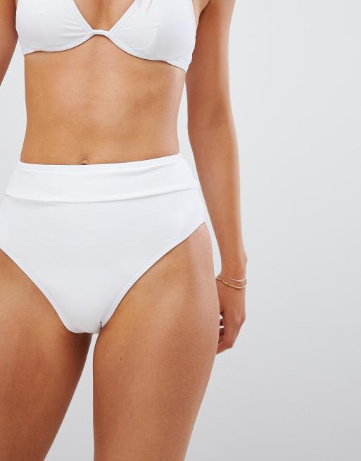 South Beach - mix and match - Bas de bikini taille haute échancré - Blanc - Exclusivité, 3 de 4