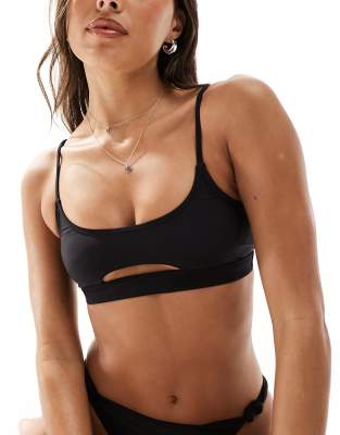 mix and match cut out crop bikini top in black