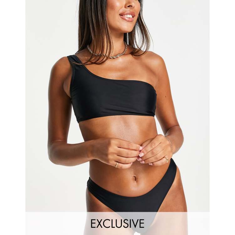 One-shoulder Bikini in black