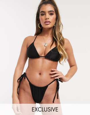 black bandage crossover bikini set