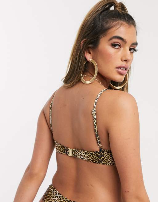 South Beach mix and match underwire bikini top in animal print, 2 of 4