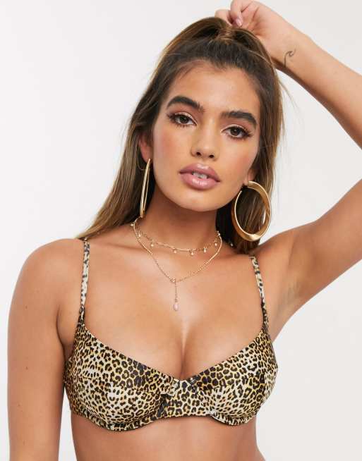 South Beach mix and match underwire bikini top in animal print, 3 of 4